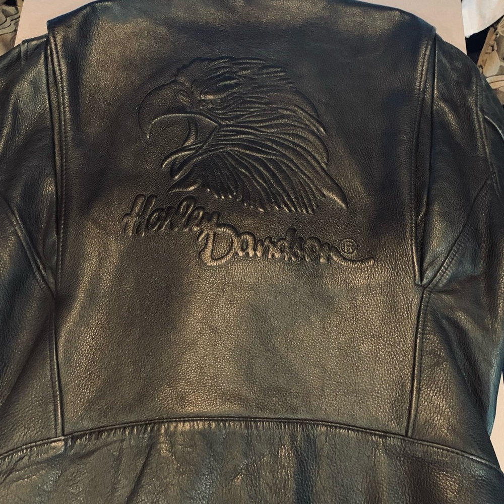 Mens Harley Davidson Embossed Original Screaming Eagle Leather Jacket.  Sz 40